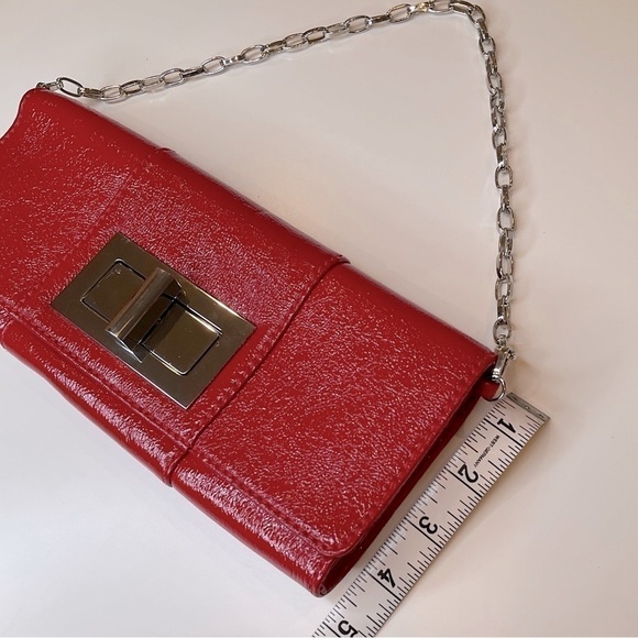 Banana Republic lipstick red glossy clutch with silver chain - Picture 9 of 9